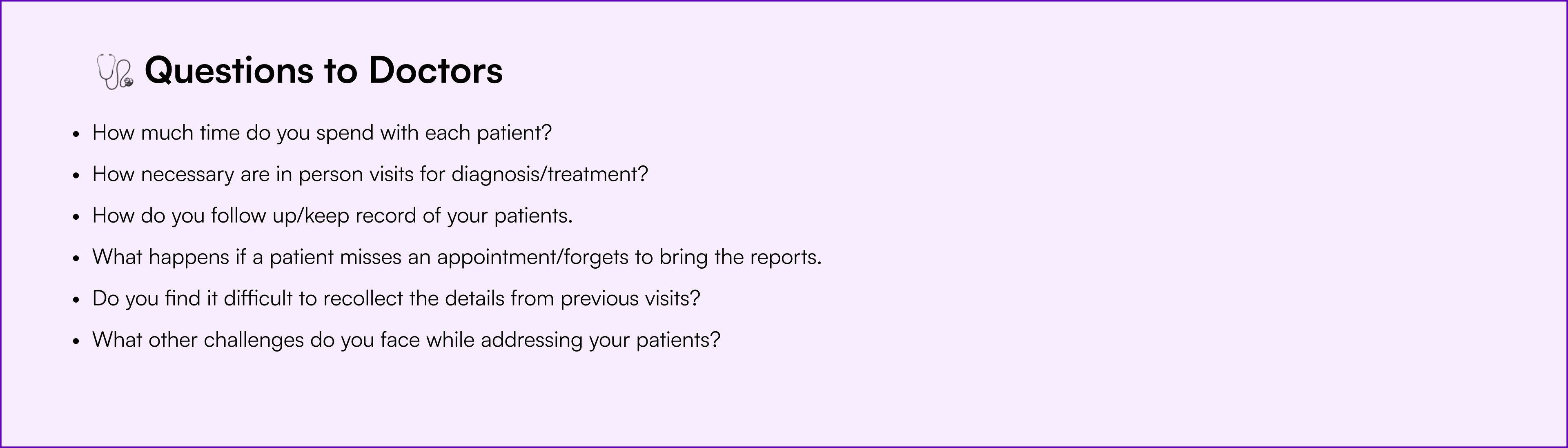 Questions to Doctors